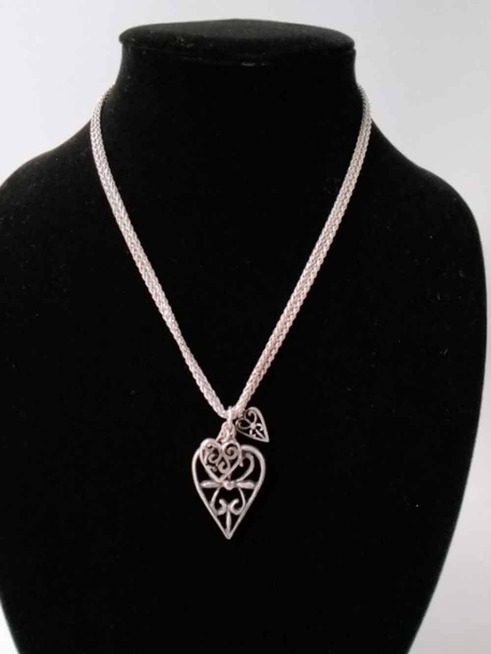Coldwater Creek Silver Filigree Heart Pendant Necklace